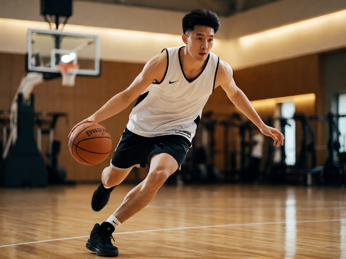 NBA篮球训练中球员进行战术跑位练习的场景